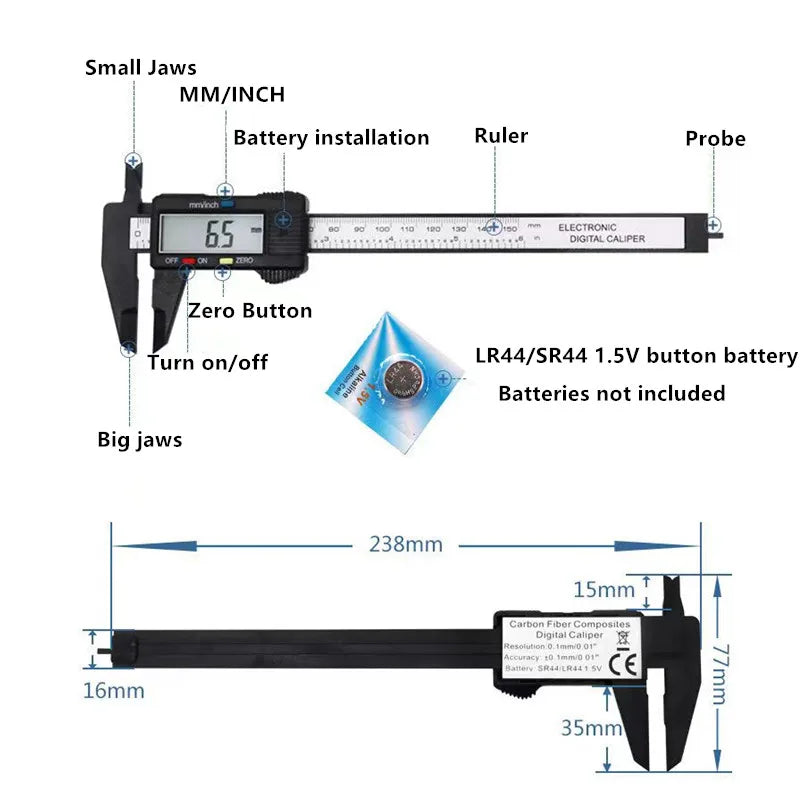 Digital Caliper - Internal External Depth Gauge | Wrench Haus