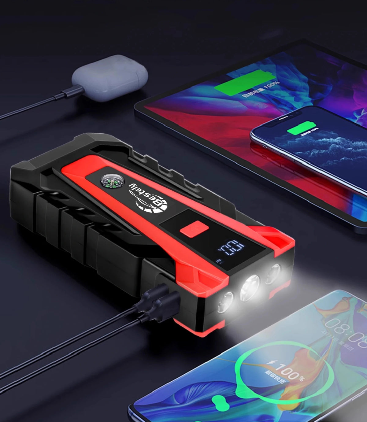 3000A Portable Car Jump Starter Power Bank — 12V Booster & Charger