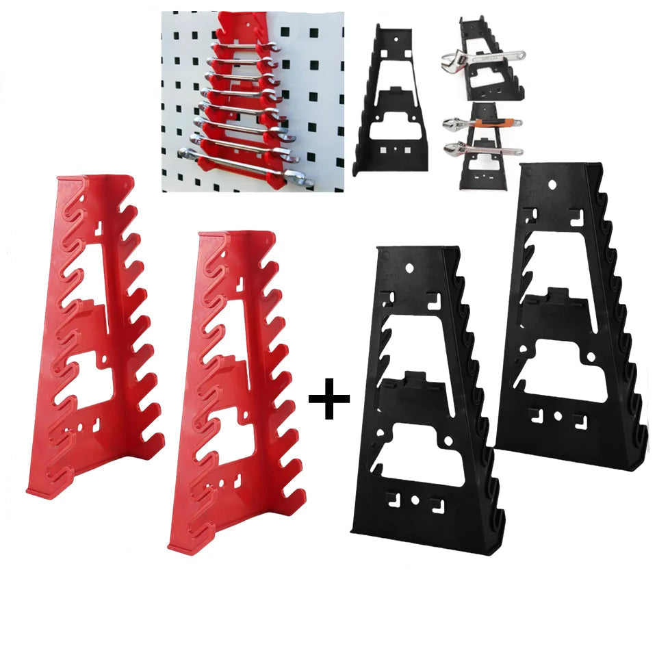 4Pcs Red & Black Wrench Organizer Tray Combo Set - Plastic Spanner Holder Toolbox Drawer Rack | Wrench Haus