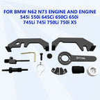BMW N62/N73 camshaft locking tool pieces laid out under a banner of fits such as 545i, 650i, 750Li and X5 | Wrench Haus