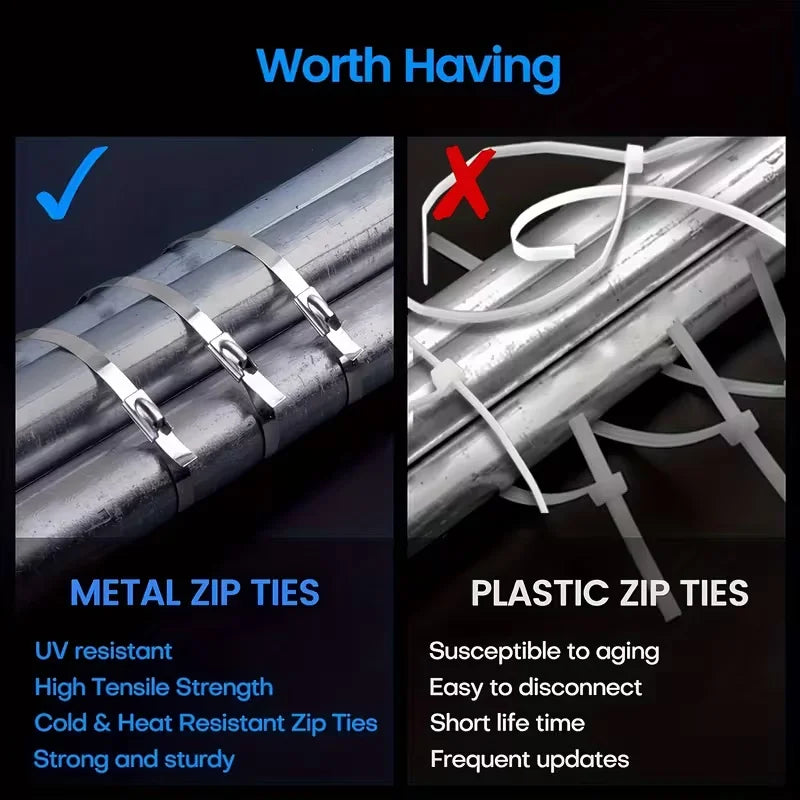 20-Piece 10-Inch Stainless Steel Zip Ties - view 4 | Wrench Haus