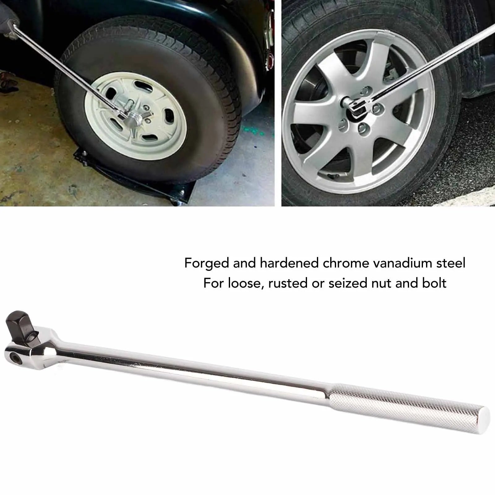 1/2" Drive Flexible Breaker Bar - Chrome vanadium steel breaker bar loosening wheel lug nuts, forged for seized bolts | Wrench Haus