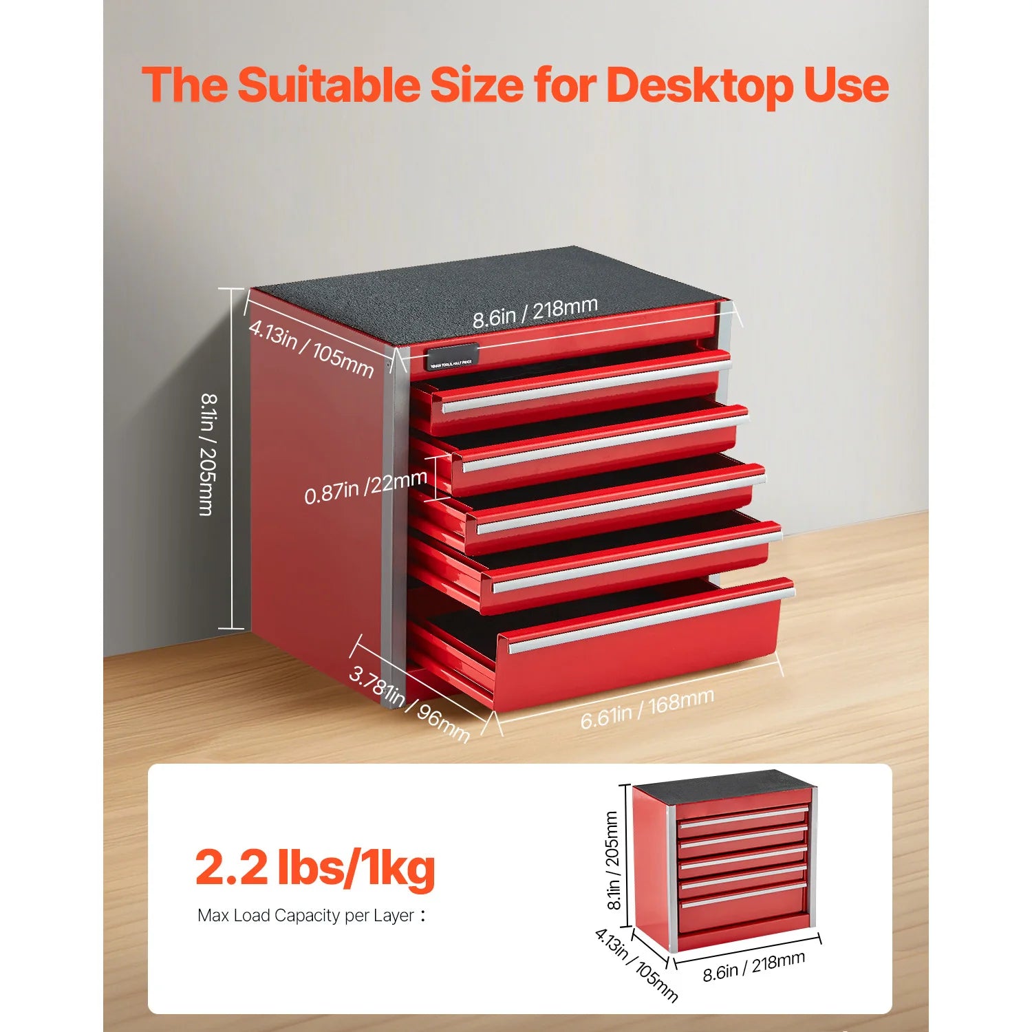 Tool Chest - Steel 5 Drawer Bench Top Storage | Wrench Haus