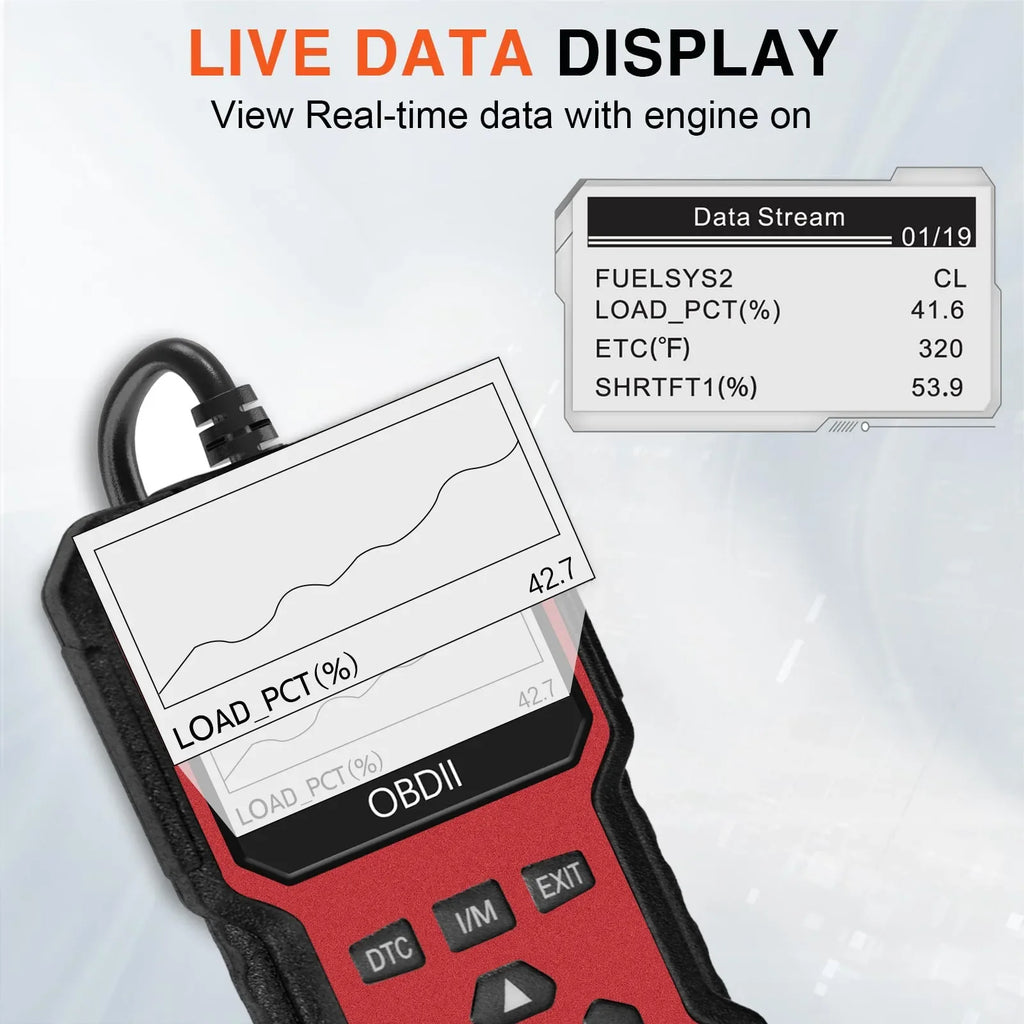 OBD2 scanner showing fault code readout