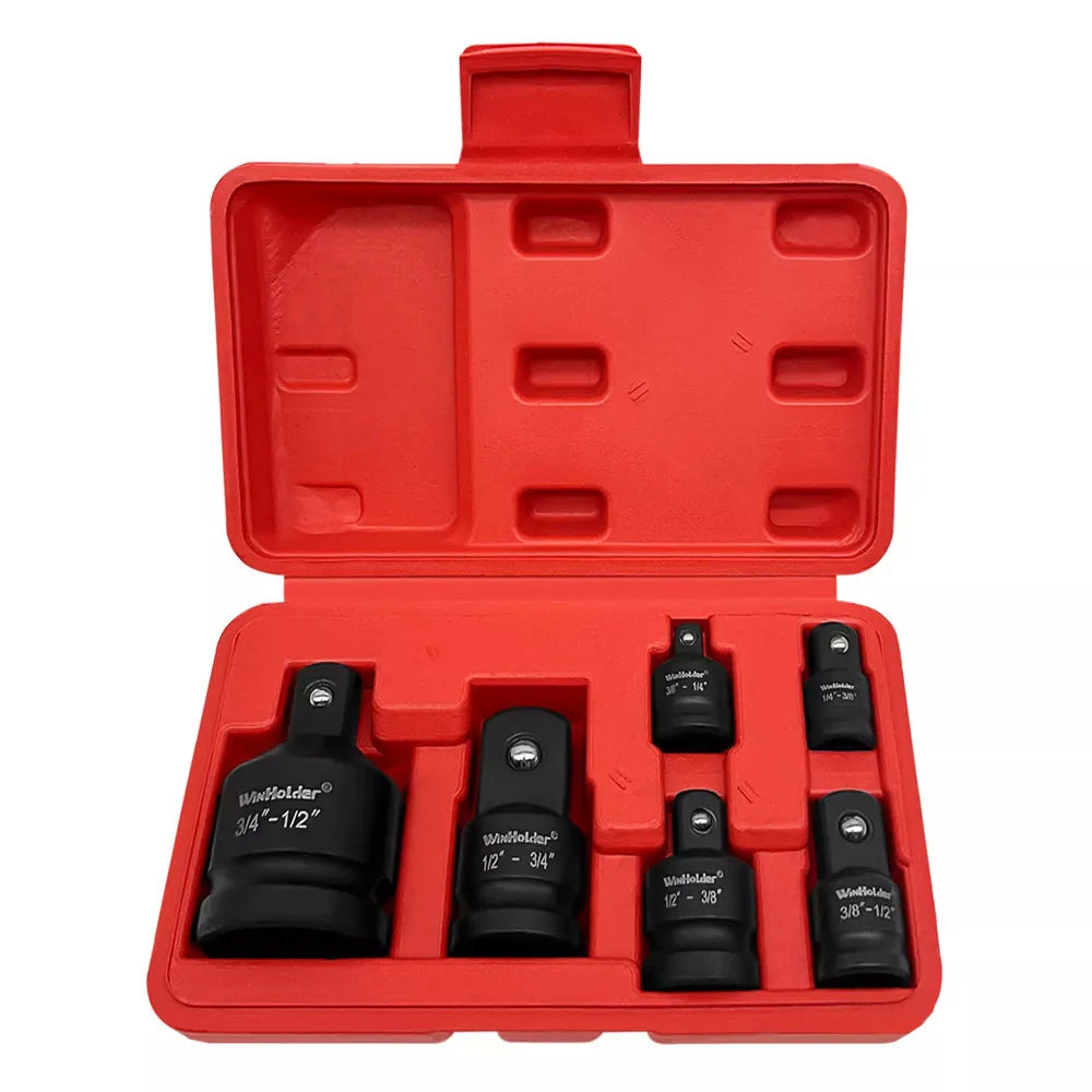 Impact Socket Adapter Set 6pc Red Case Open - 1/4 3/8 1/2 3/4 Drive Reducer Kit | Wrench Haus