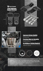 Front Subframe Brace MQB VW/Audi - Product spec sheet highlighting brace features, color options and MQB compatibility | Wrench Haus