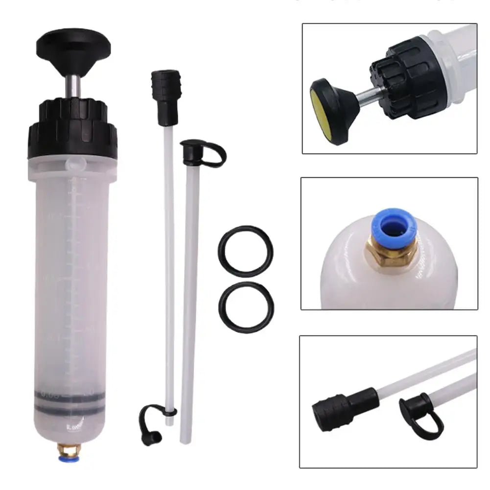 Graduated semi-transparent fluid extractor body detail | Wrench Haus