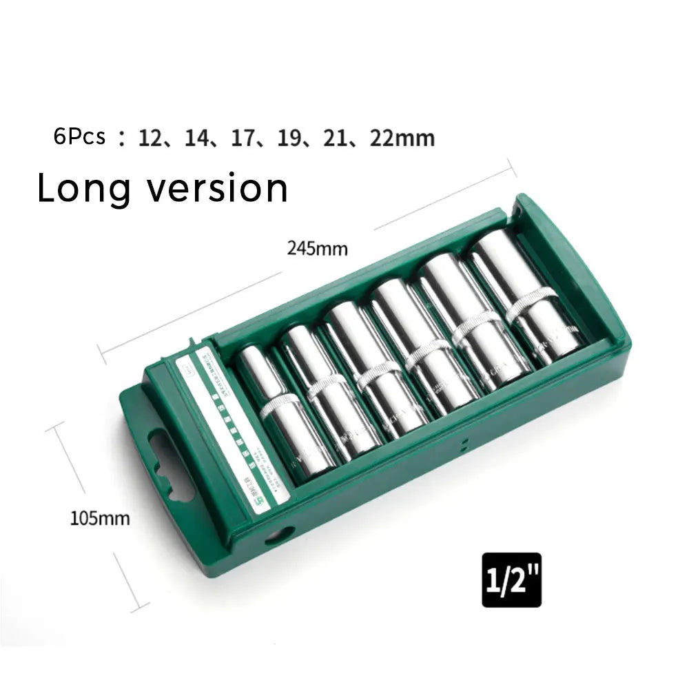 Hex Socket Set Short & Long - 6-Piece Long Set, 3/8" Drive, 10–22mm | Wrench Haus