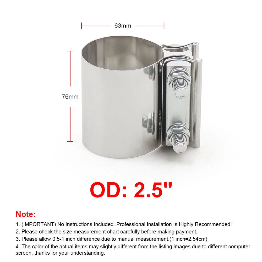 304 Stainless Exhaust Sleeve Coupler Clamp - view 30 | Wrench Haus