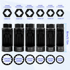 Strut nut sleeve set size chart with 12-point openings from 24 mm down and 1/2" drive measurements | Wrench Haus