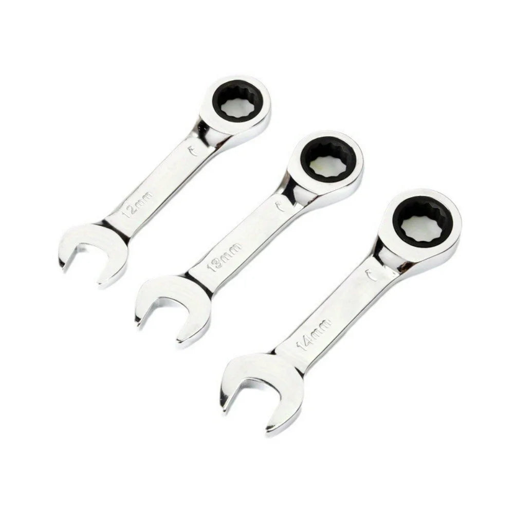 Stubby combination wrench set, metric 6-19mm, for tight-clearance repairs | Wrench Haus