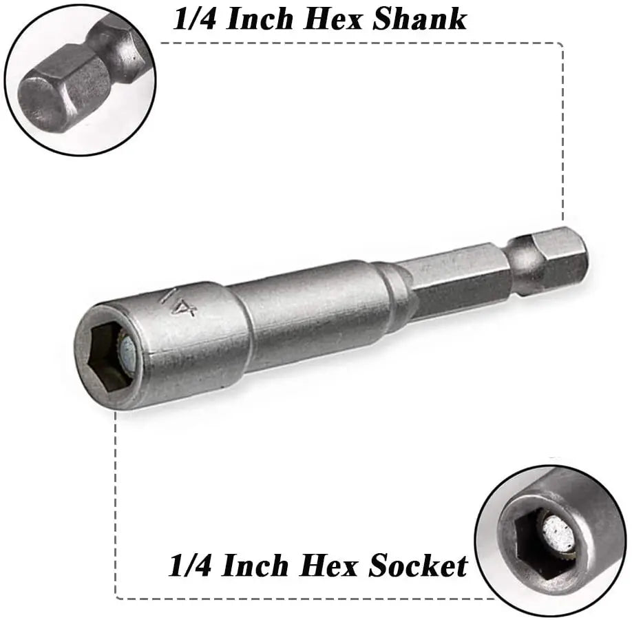 Magnetic Nut Driver Socket Set - [Xmm] Hex Nut Driver, 1/4" Hex Shank | Wrench Haus