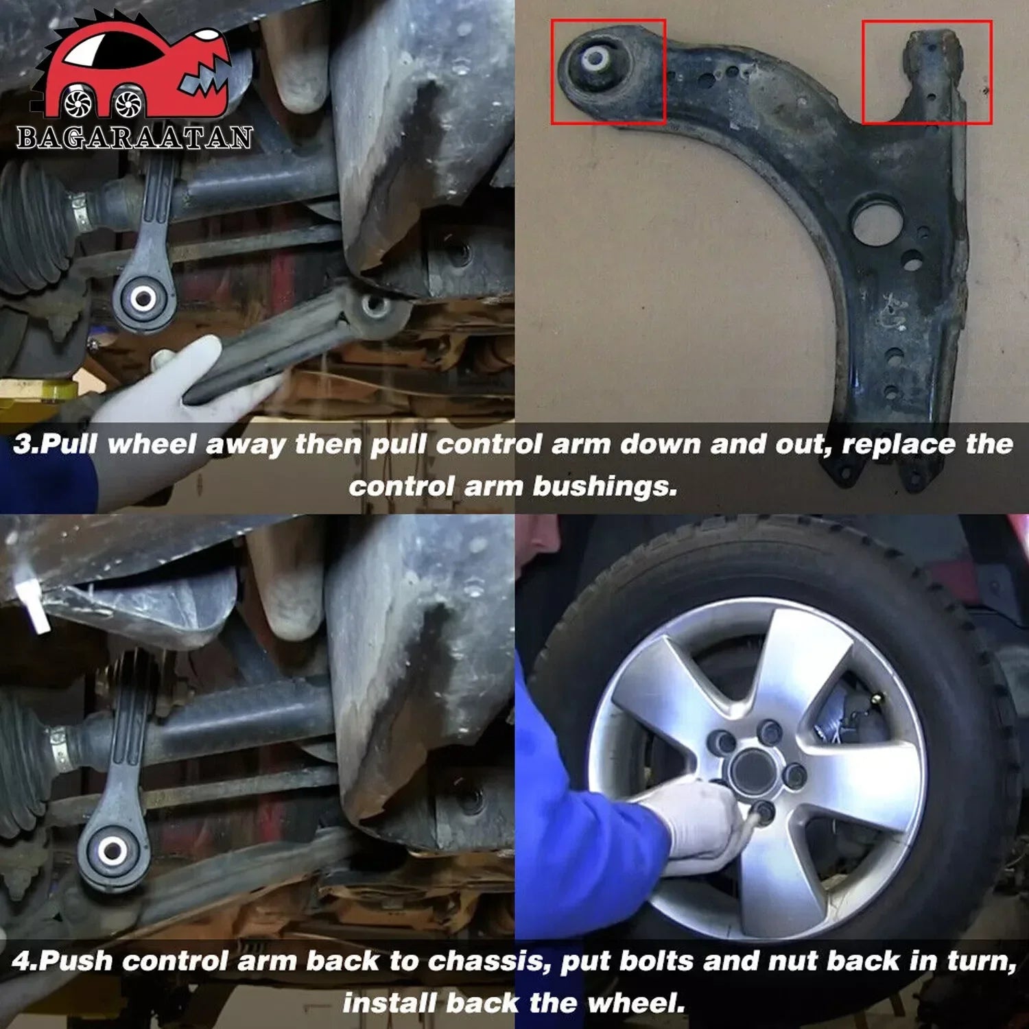 Buchsensatz für die vorderen Querlenker aus Polyurethan — VW Golf, Jetta & Beetle MK2, MK3 & MK4 (Rot)