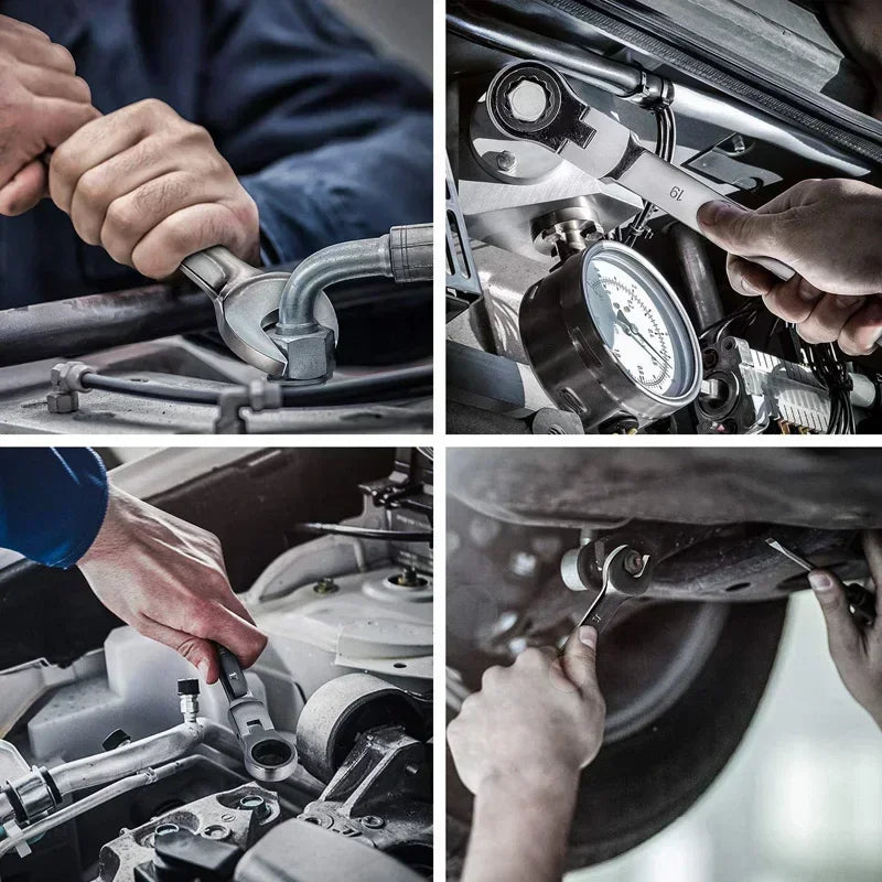 Flex-head ratcheting combination wrench set, 8-17mm metric sizes | Wrench Haus