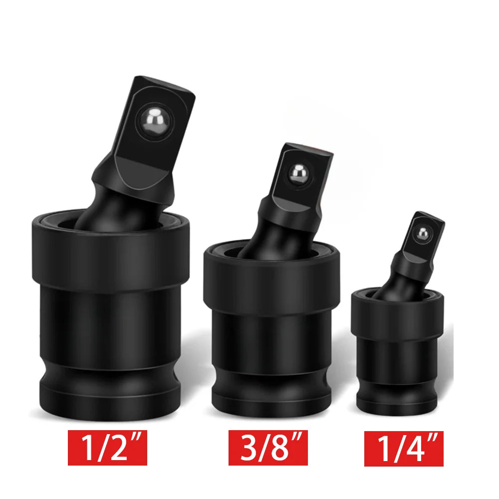 Swivel Impact Socket Joint Adapter - 360° Universal Joint Set, 1/4" 3/8" 1/2" Drive, 3-Piece | Wrench Haus