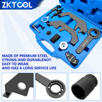 Open case of the BMW N62/N73 camshaft locking kit with close-ups of lock plate, wrench and impact sleeve | Wrench Haus