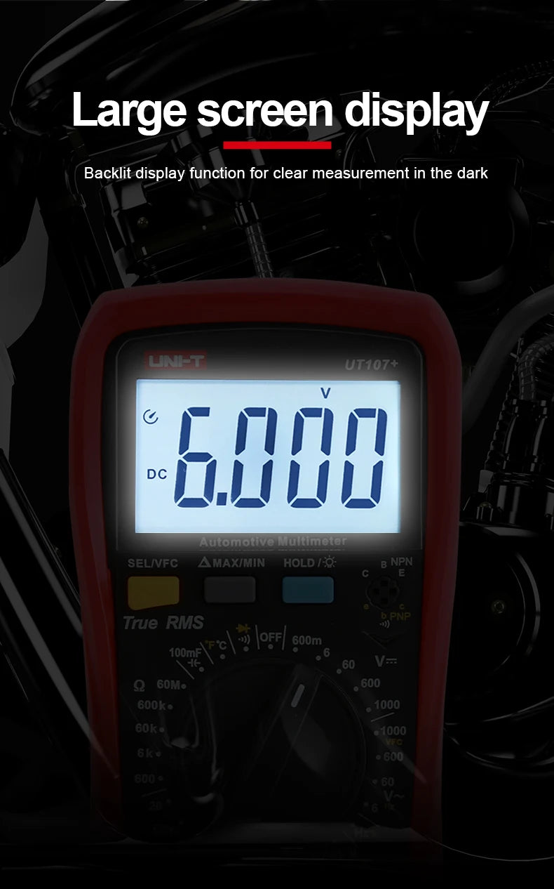 UNI-T UT105+/UT107+ Automotive Multimeter - Tach, RPM & Dwell Testing
