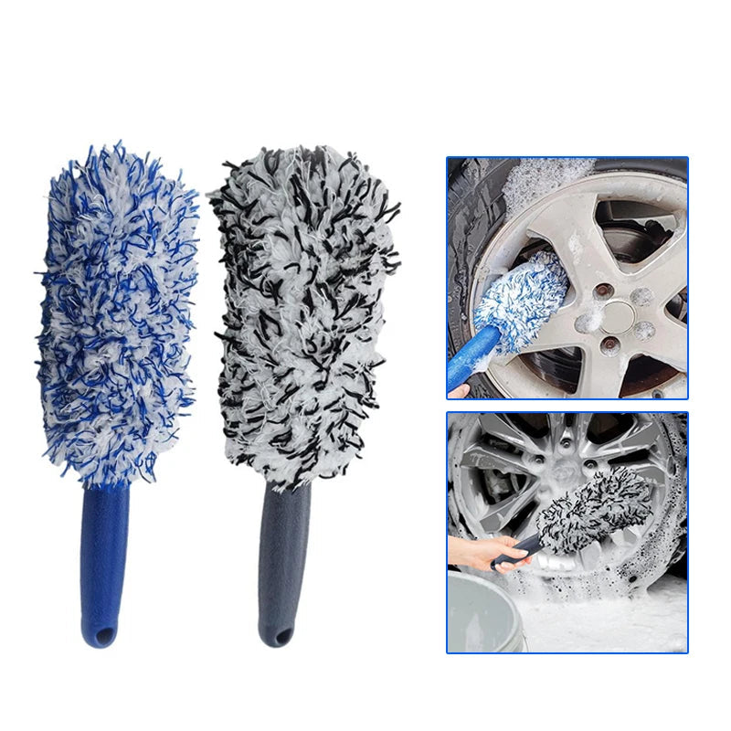 Plush car wheel rim cleaning brush