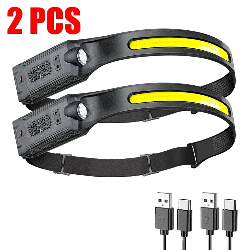 Rechargeable LED Headlamp — 3-Mode, Hands-Free, Built-In Battery