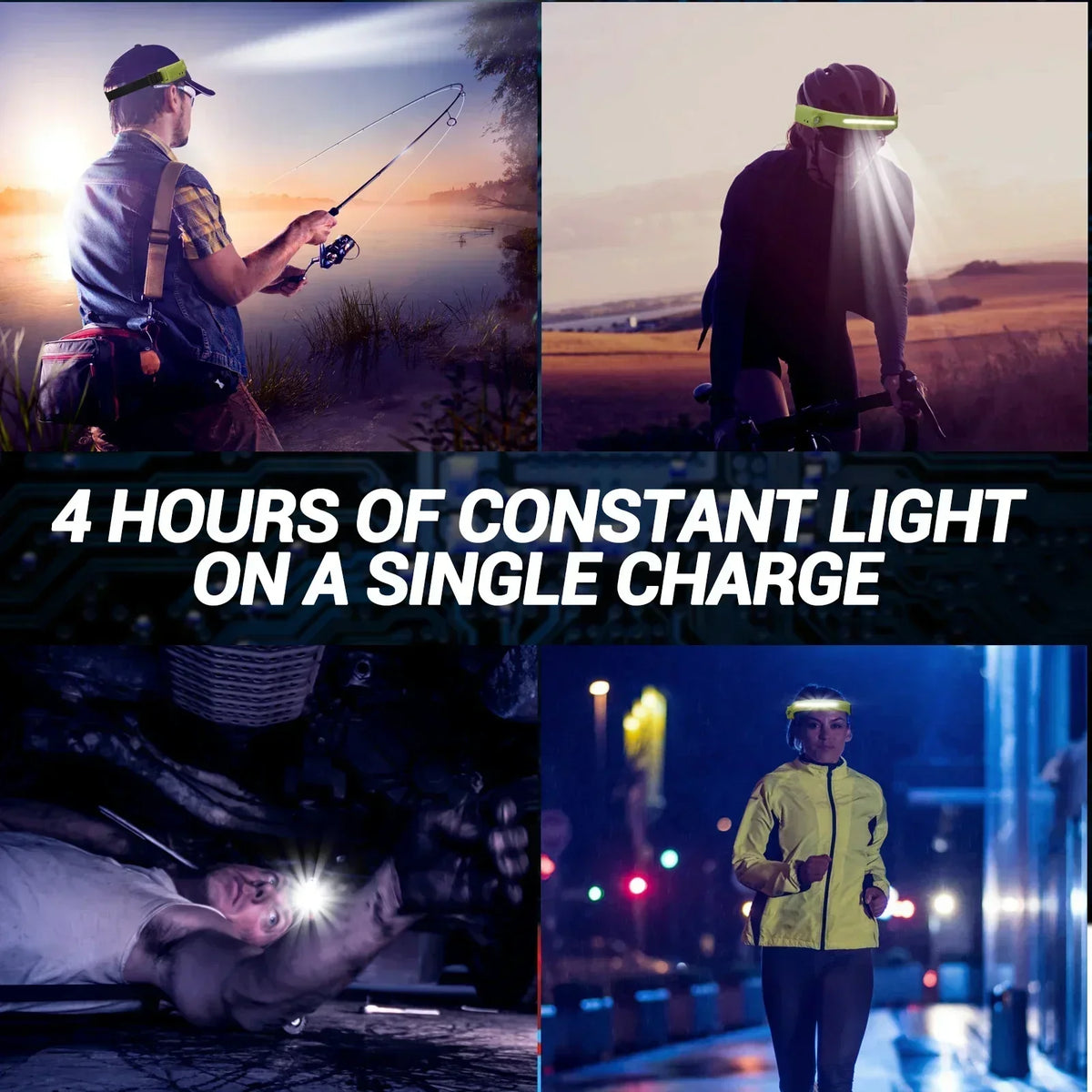 Rechargeable LED Headlamp — 3-Mode, Hands-Free, Built-In Battery