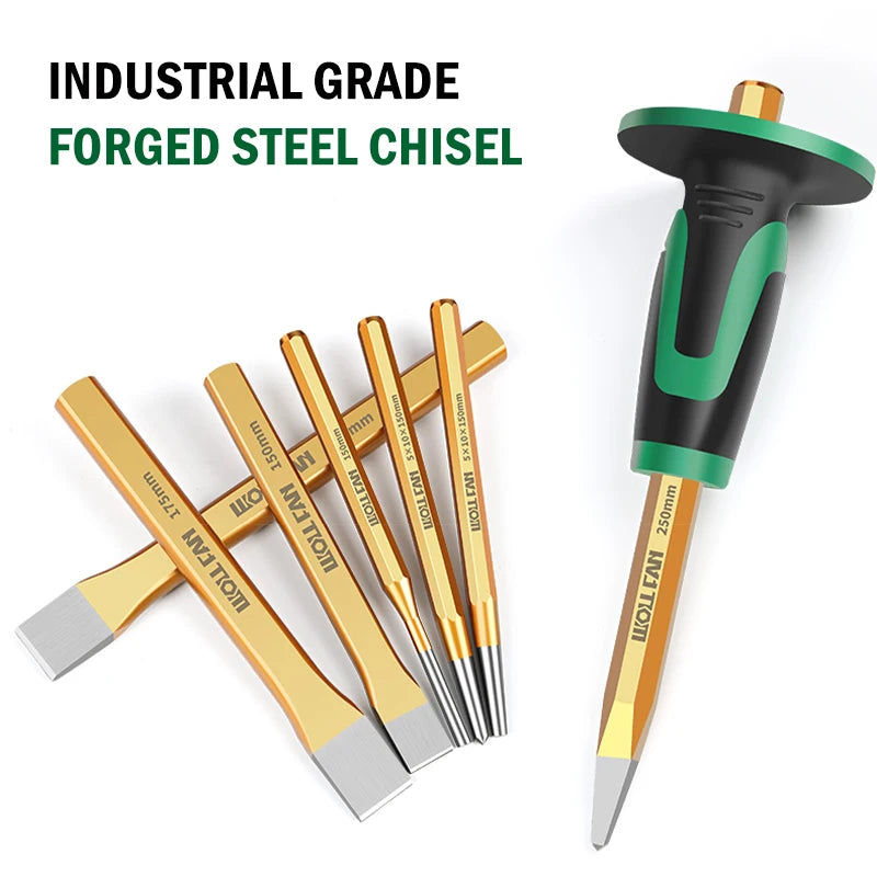 Punch and chisel set for metal, brick, and stone work
