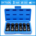 Strut nut sleeve set of six black sockets in blue carry case, front view | Wrench Haus