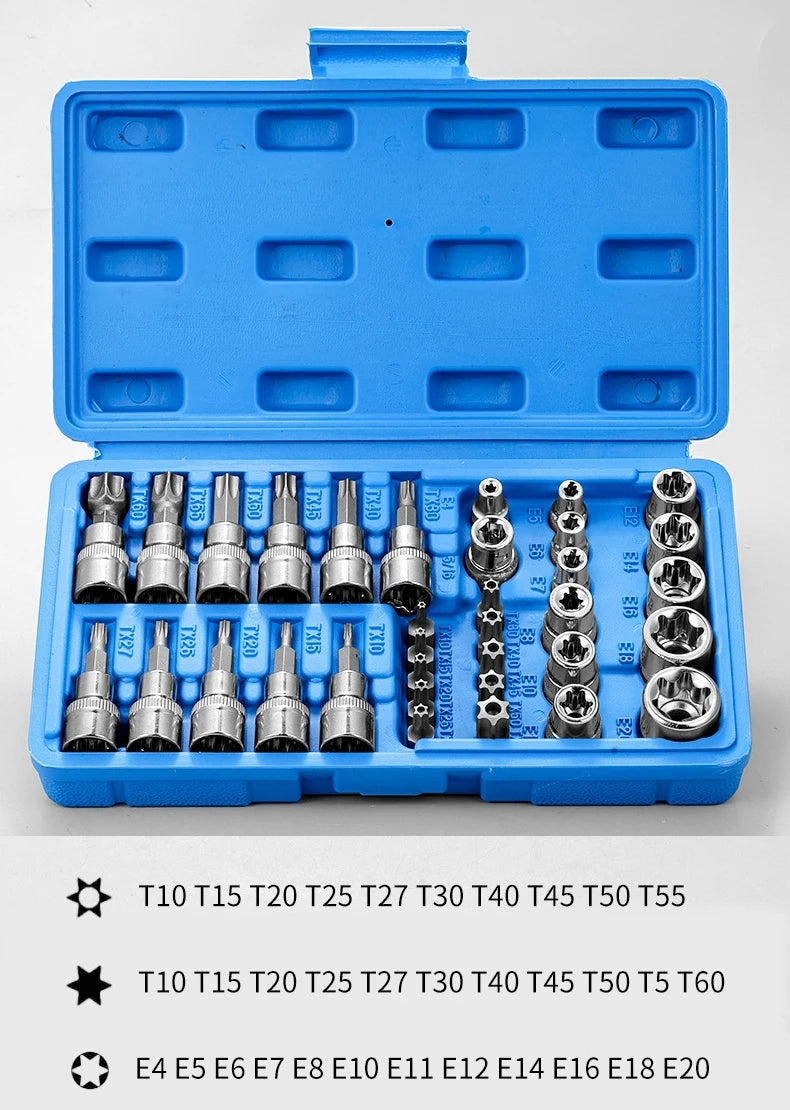 E-Torx Bit Socket Set - Male Female Star Bolt Tool Kit | Wrench Haus