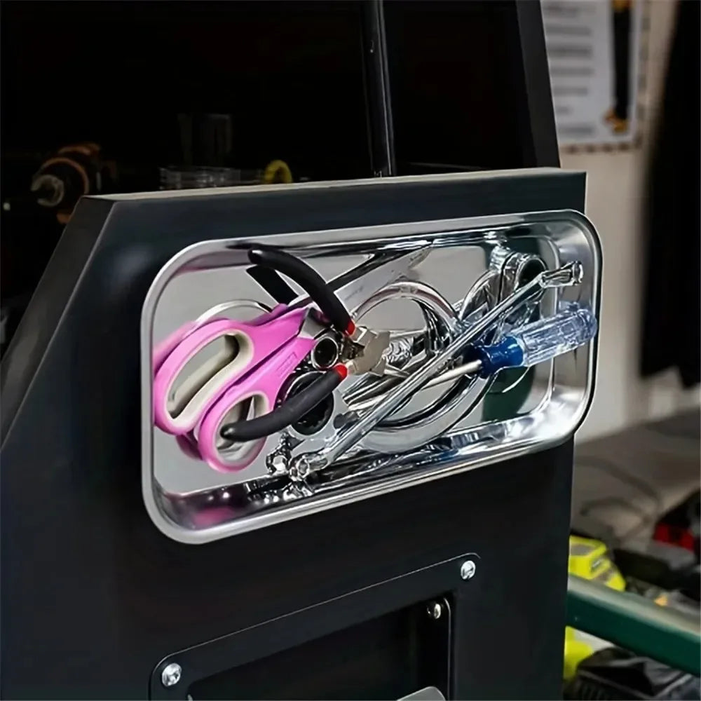 Stainless Steel Magnetic Tool Tray Mounted on Cabinet - Holding Tools Workshop Organizer | Wrench Haus