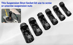 Strut nut sleeves arranged diagonally with inset photo of a sleeve on the suspension top mount | Wrench Haus