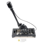 Assembled short-throw shifter with black knob and cable, shown with included bushing and screws | Wrench Haus