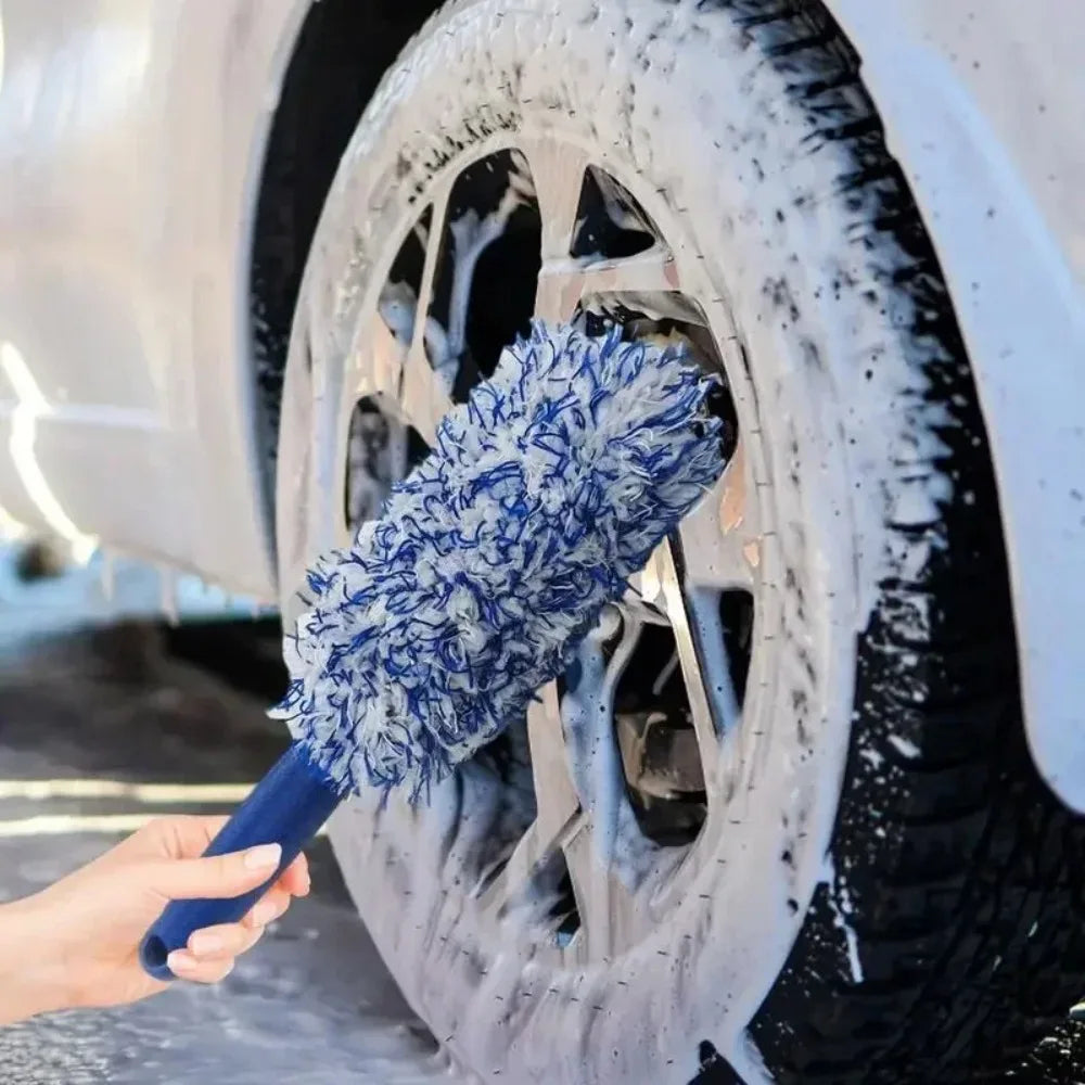 Wheel wash brush bristles close-up