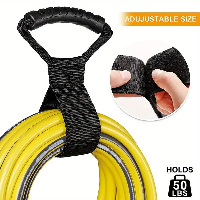 Heavy-Duty Extension Cord Organizer Strap Grip In Use - Wrap and Carry Handle Black | Wrench Haus