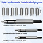 Clutch alignment kit parts: eight sleeves from 12 to 20 mm and three expanding mandrels with size ranges | Wrench Haus