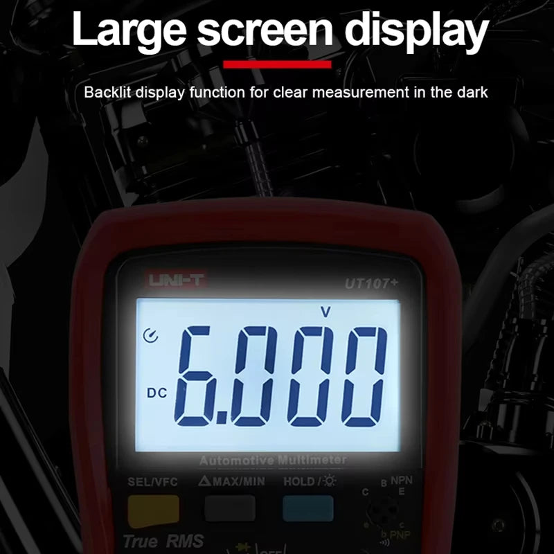 Automotive multimeter measuring engine RPM and dwell