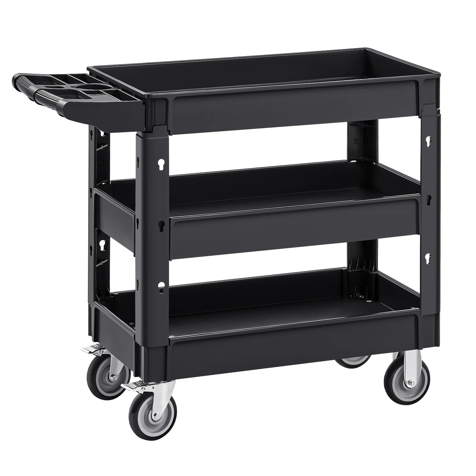 Utility Service Cart 2 3 Shelf - 550lb Swivel Wheels | Wrench Haus
