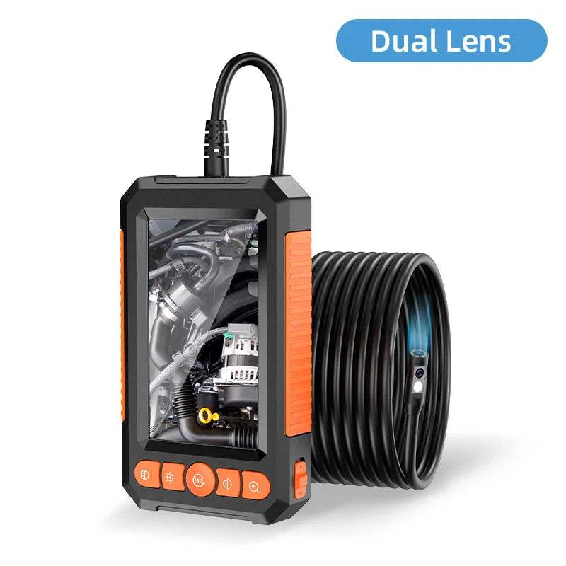Industrial Borescope Inspection Camera - Close-up of dual lens probe head showing two camera lenses for simultaneous front and side viewing | Wrench Haus