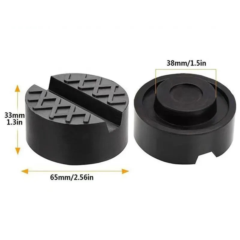 Rubber jack pad protecting a vehicle rocker panel