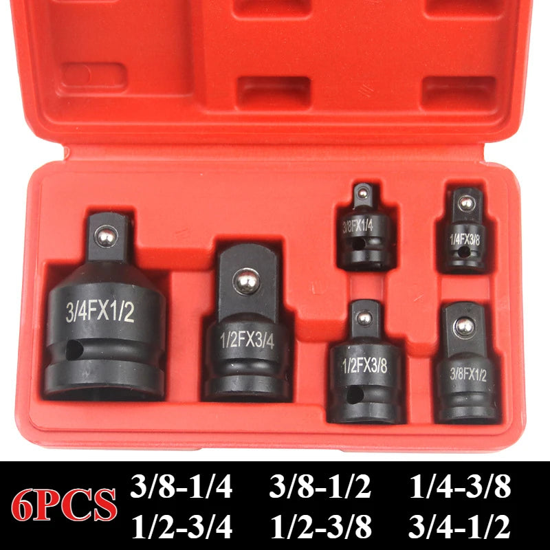 Swivel Impact Socket Joint Adapter - 6-Piece Adapter & Reducer Set with Case, 1/4" 3/8" 1/2" Drive | Wrench Haus