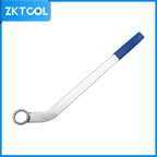 BMW idler belt wrench shown from the reverse angle with the ring end at lower left | Wrench Haus