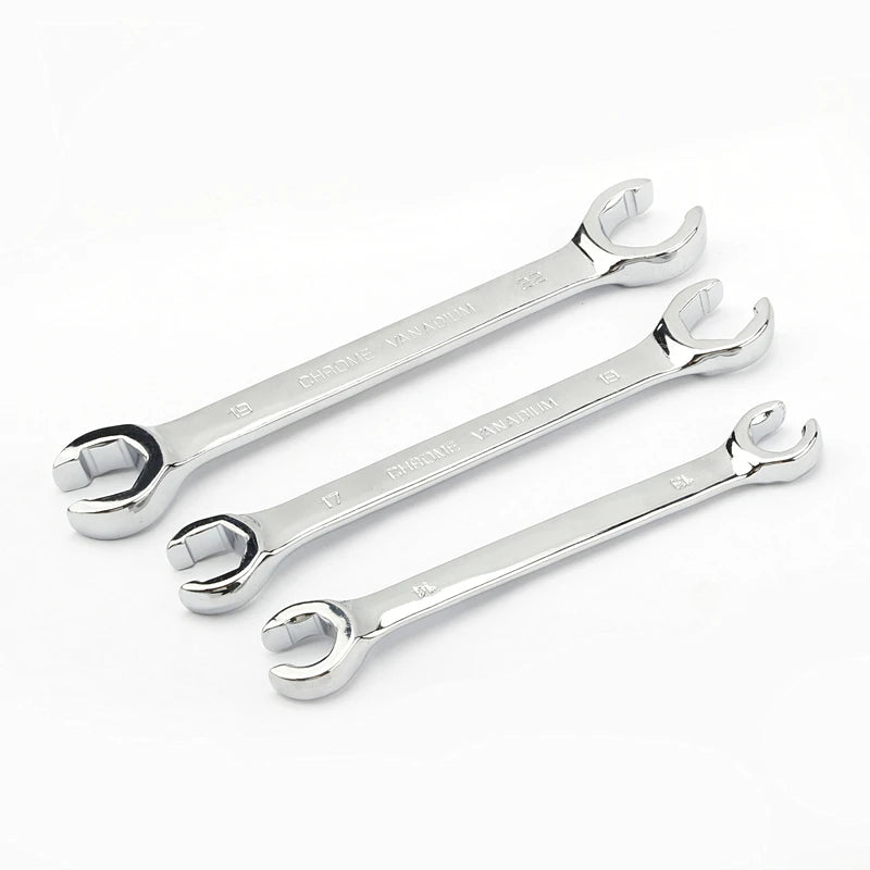 Flare nut wrench open-end jaw close-up