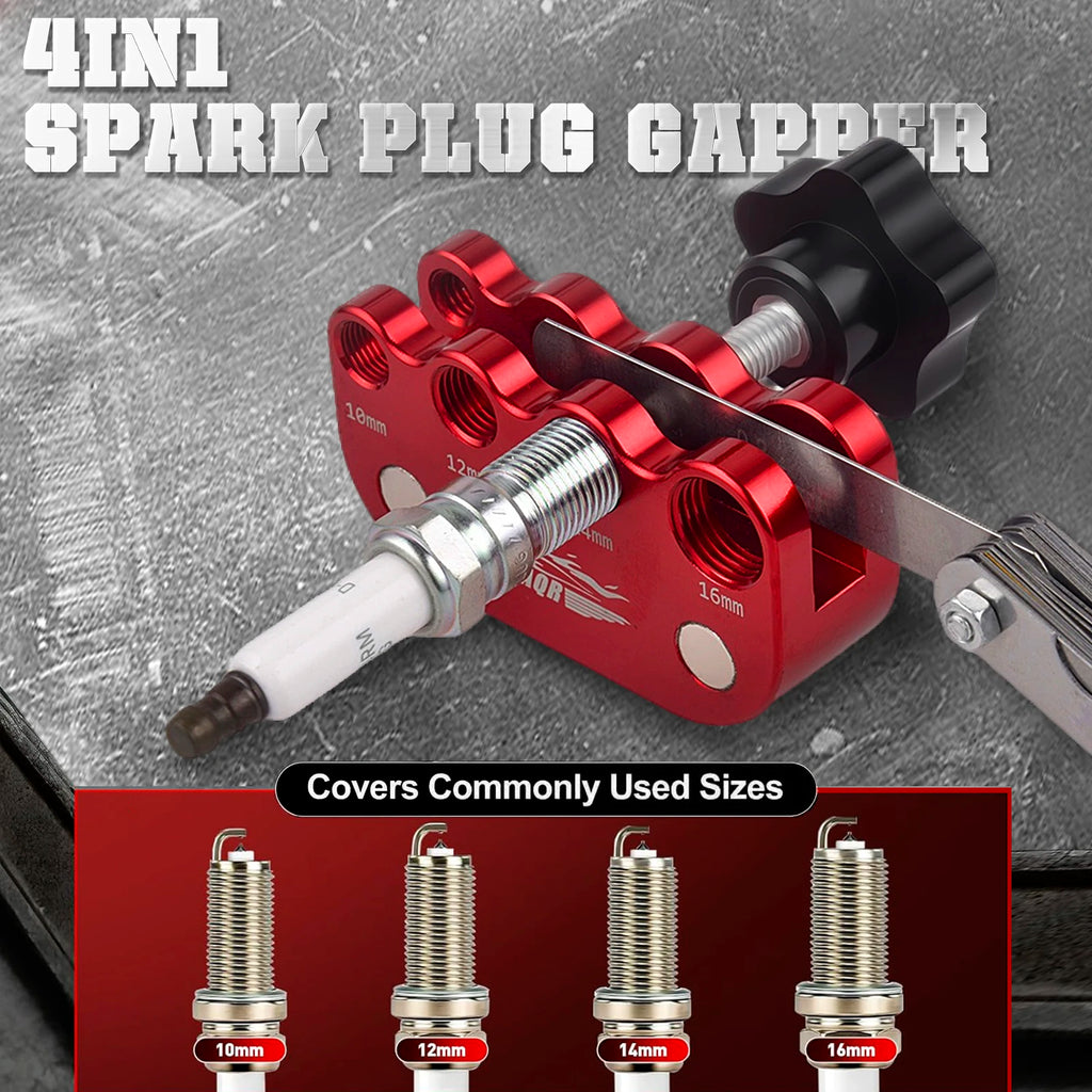Ergonomic spark plug gap tool with feeler gauge