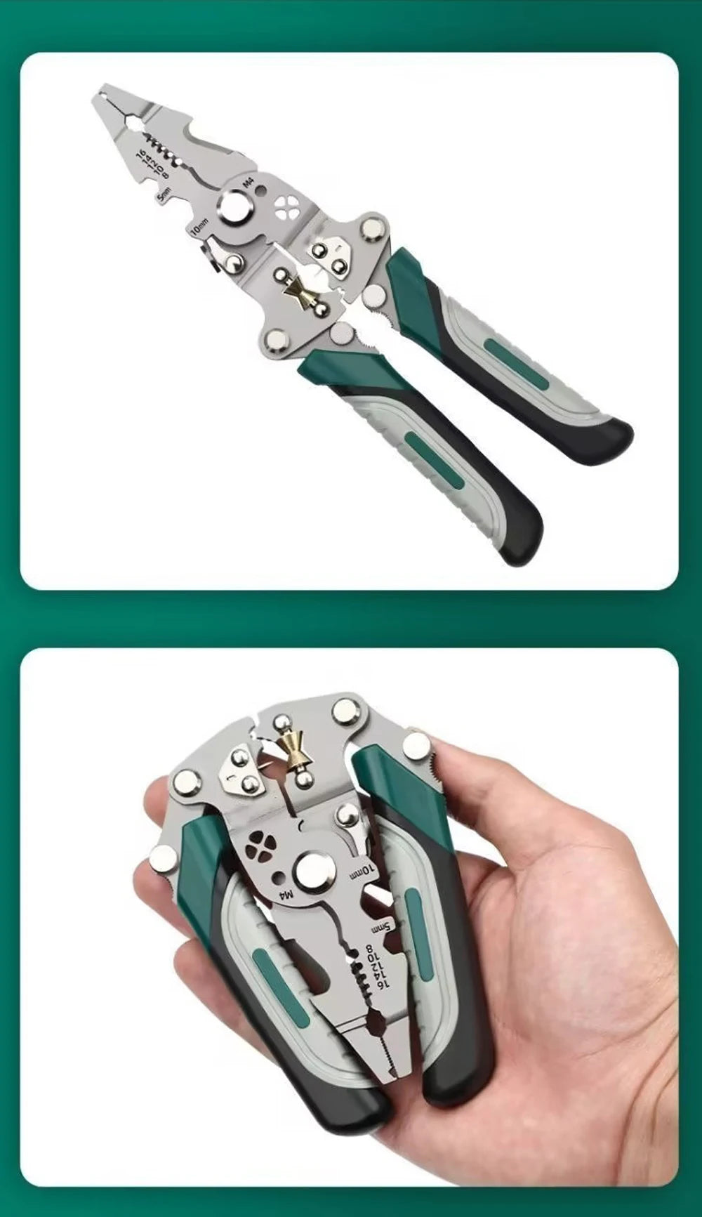 Compact foldable crimper with multiple wire gauge stripping slots | Wrench Haus