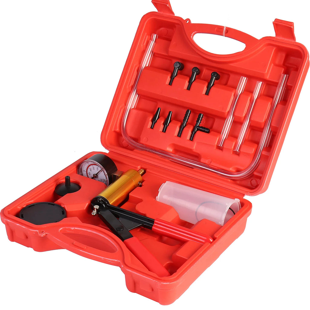 2-in-1 Vakuum-Pumpe & Bremsenentlüfter-Kit – 16-teilig mit Manometer & Adaptern