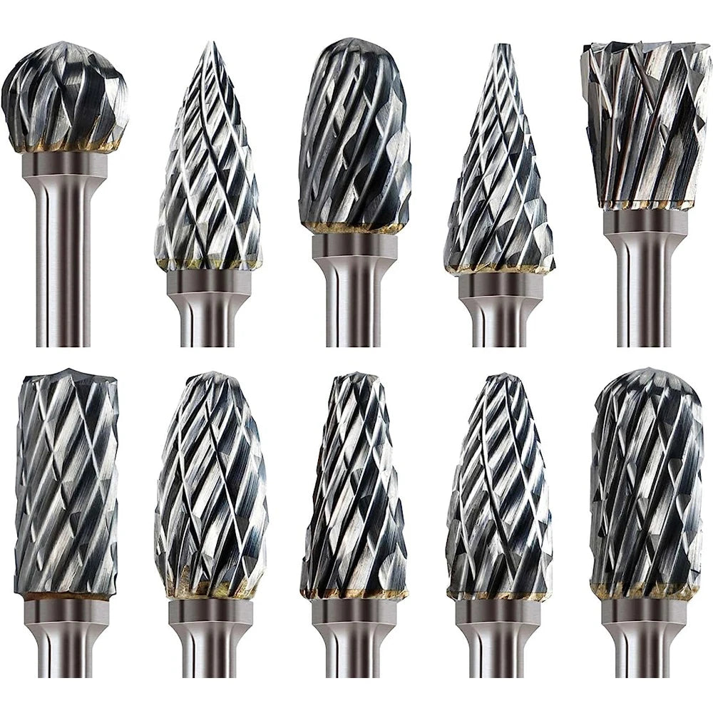 Carbide Burr Set 10Pc - 1/8 Inch Shank Dremel Compatible | Wrench Haus