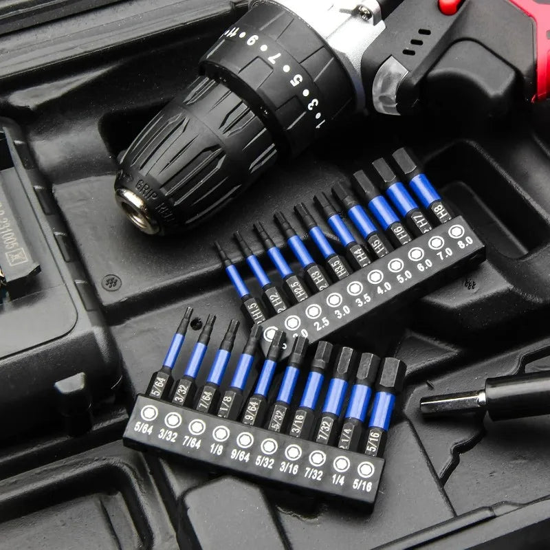 Impact Torx Screwdriver Bit Set - Overhead view of full Torx bit set laid flat on dark surface showing complete size range | Wrench Haus