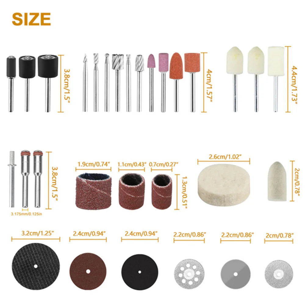 Rotary tool accessory case layout