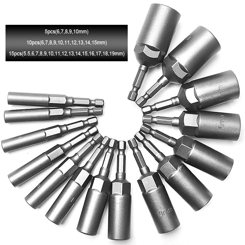 Power Nut Driver Bit Set 80mm - 5.5-19mm Hex Shank | Wrench Haus