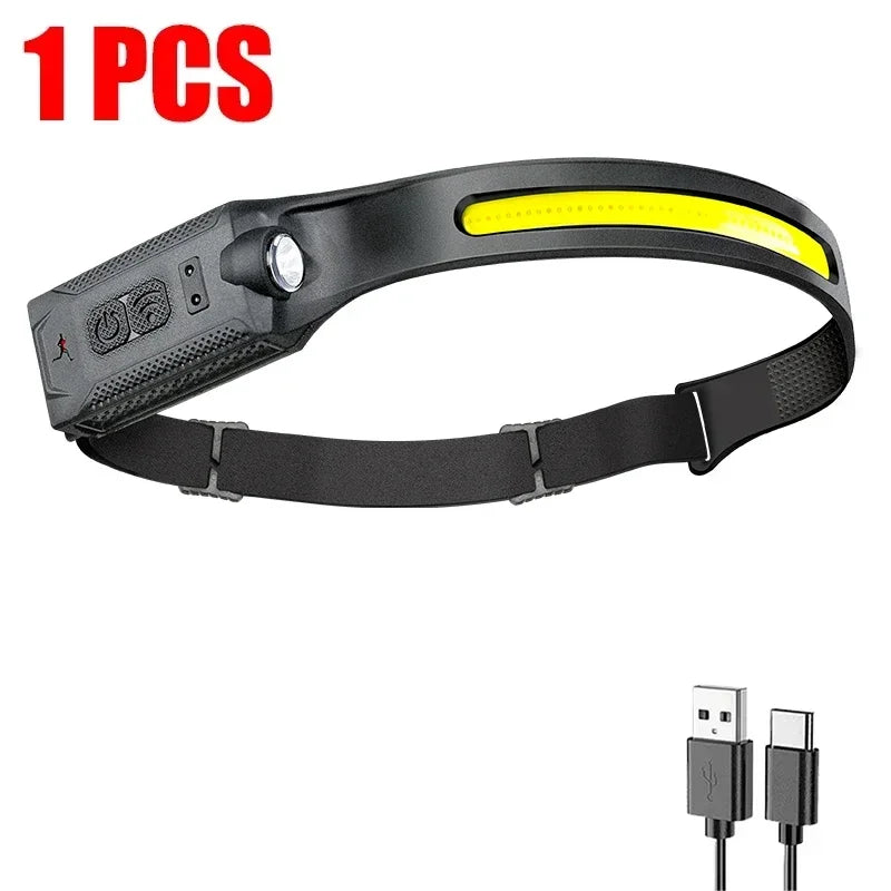 Rechargeable LED Headlamp — 3-Mode, Hands-Free, Built-In Battery