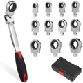 Interchangeable metric heads for flex-head ratchet set