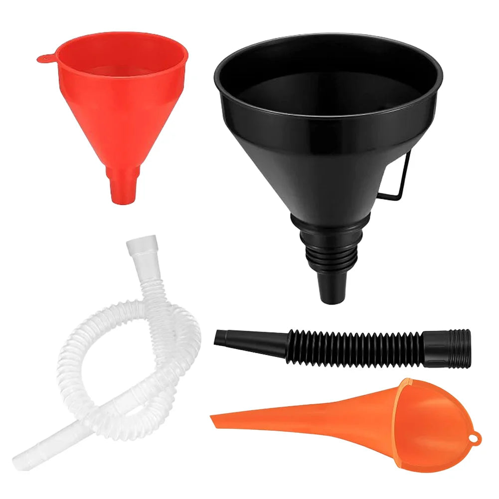 Car Funnel Set 4pc with Flexible Extension and Adapters - Universal Oil Coolant Fluid | Wrench Haus
